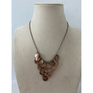 Brown shell disc bib necklace